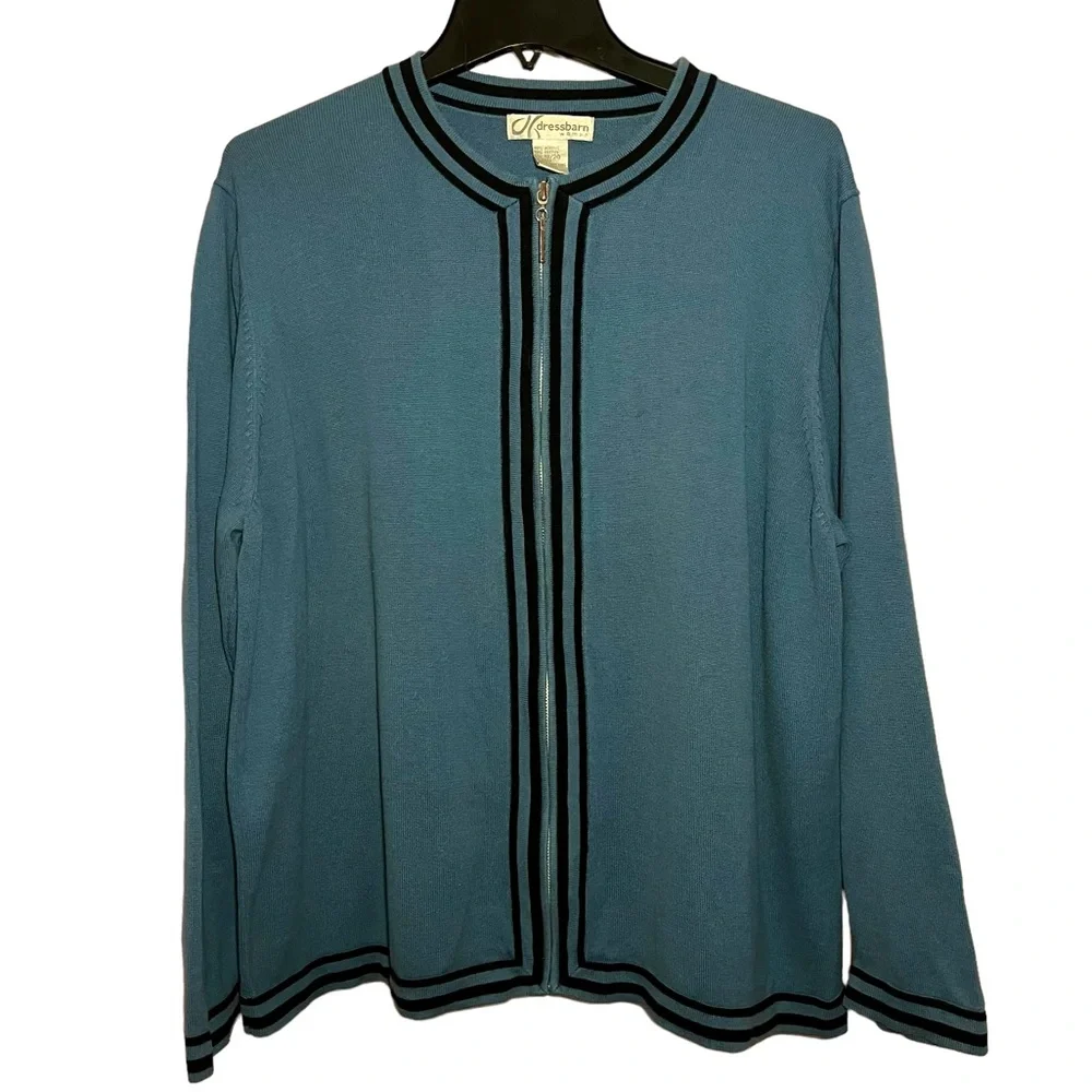 Dress Barn Women's Blue/Black Zip Up Sweater - Picture 4 of 6